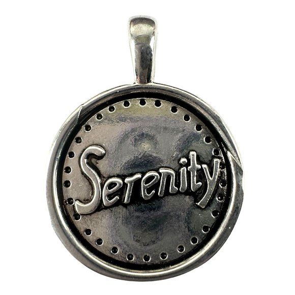 GANZ Jewelry - Ganz Silver Tone Charm Pendant Round "Serenity" Double Sided
